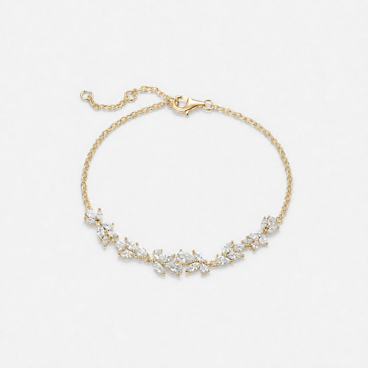 Wisteria Whisper Flower Bracelet — 17+1.5+1.5cm / Gold