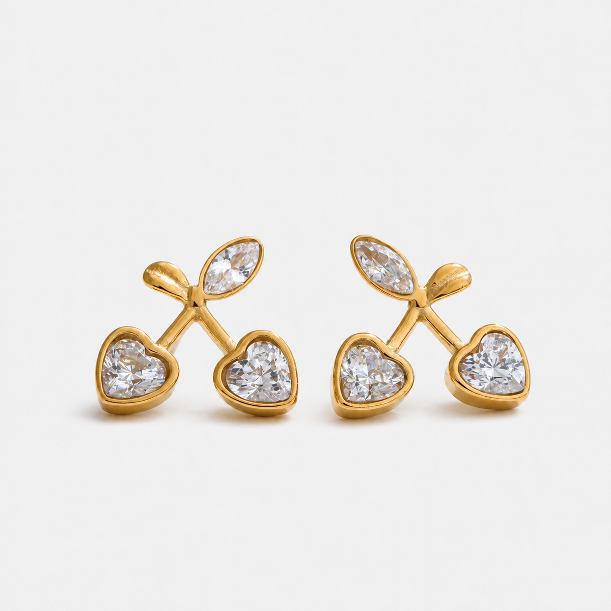 Cherry Enchanté 14K Gold-Plated Crystal Stud Earrings — Gold