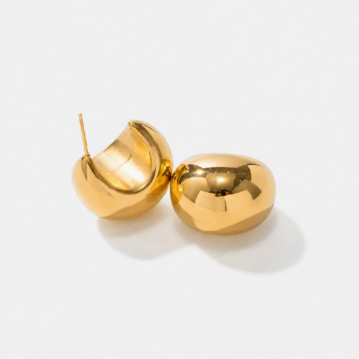 Crescent Dome Drop Earrings — Gold