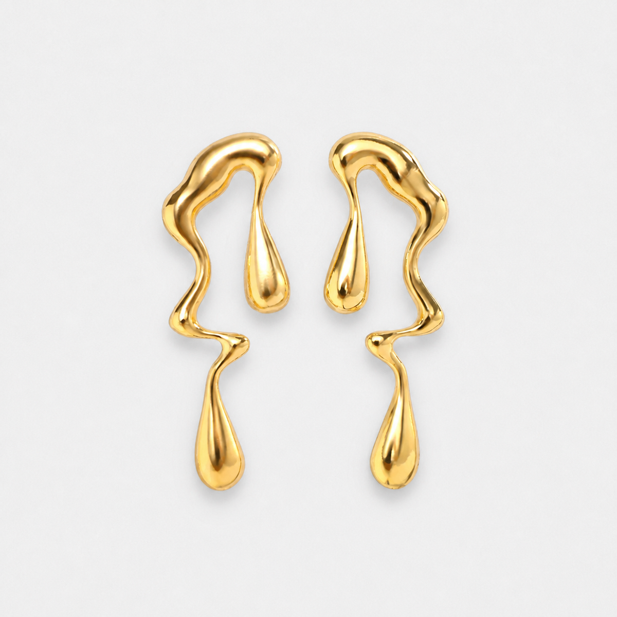 Lustrous Flow Long Drop Earrings — Gold