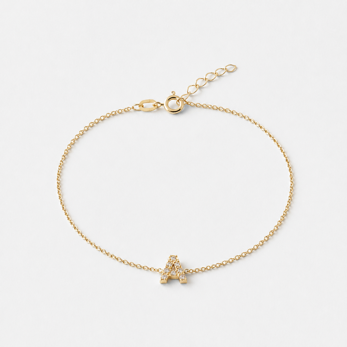 Sapphire Initial Letter Bracelet — 18k Gold Vermeil / A