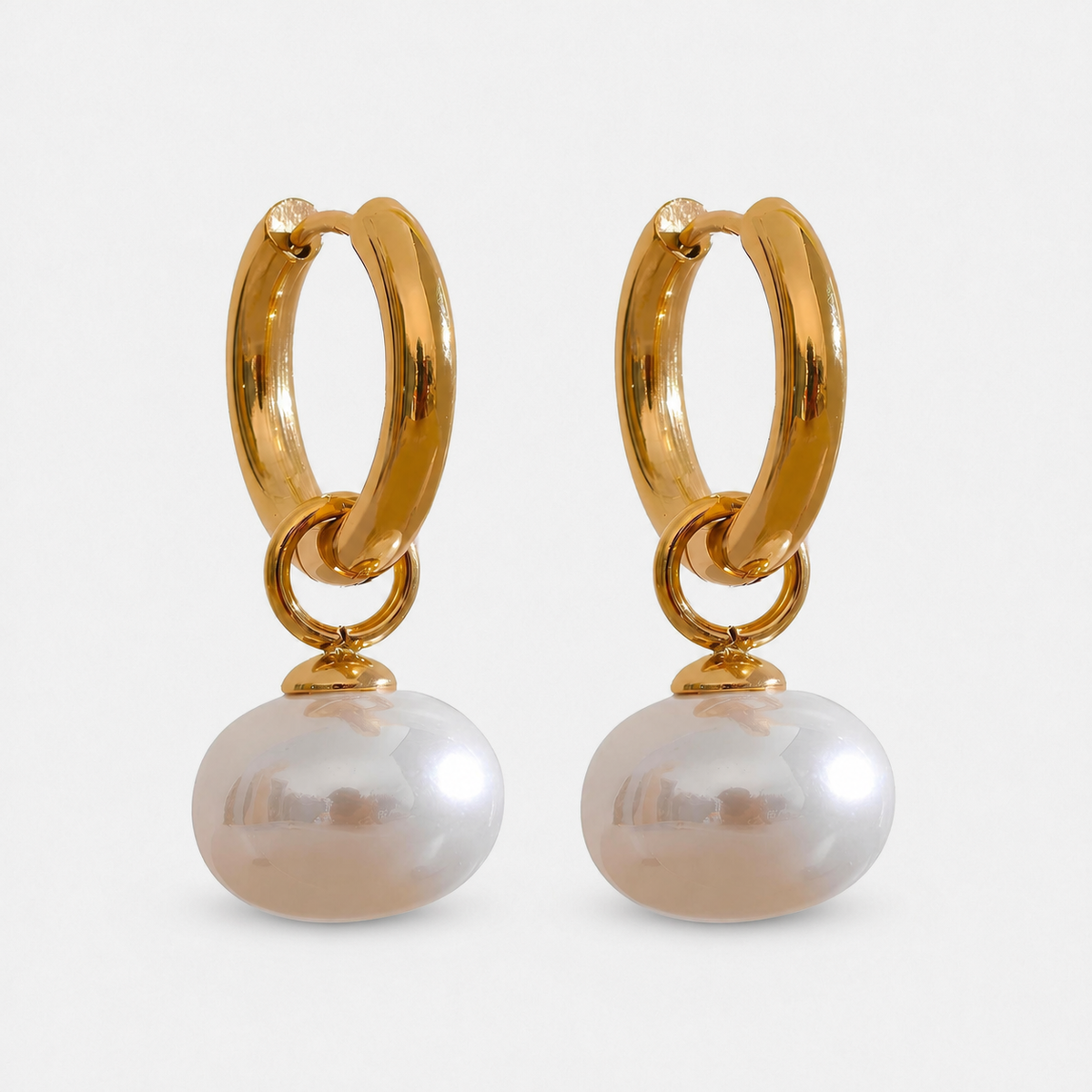 Opaline 18K Gold-Plated Pearl Drop Hoop Earrings — Gold