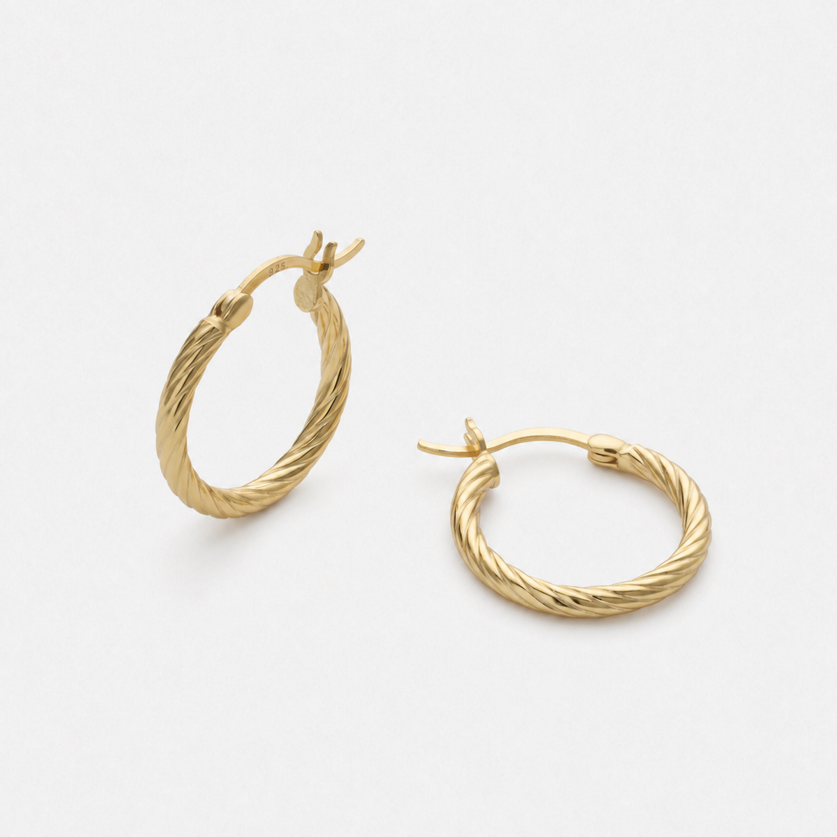 Large 14K Gold-Plated Twisted Huggie Hoop Earrings — Gold