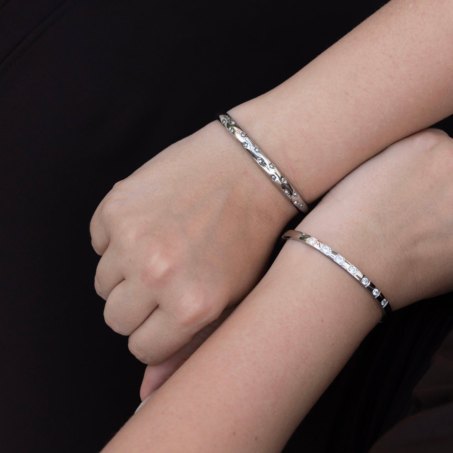 Sienna - Multiple Stones embedded Cuff Bracelet in Gold and Silver