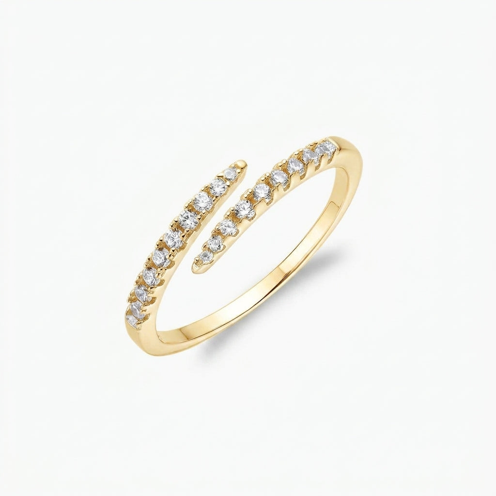 18K Gold-Plated Pave Crystal Layer Ring