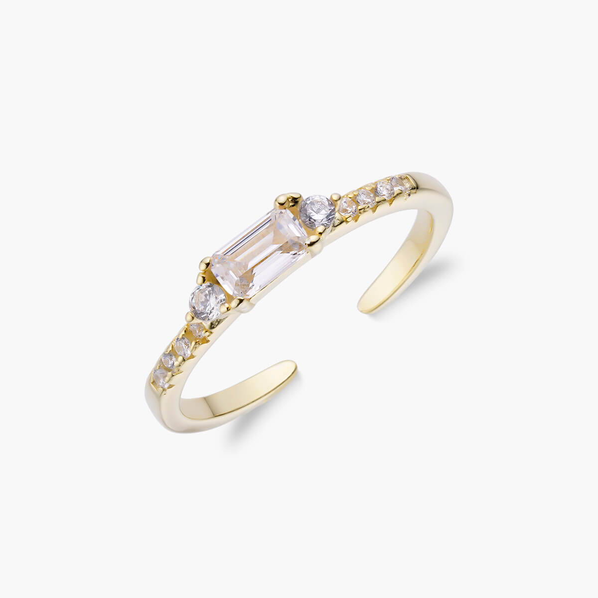 Ravyena Air Ring studio shot — tarnish-free 18K plated stacking ring