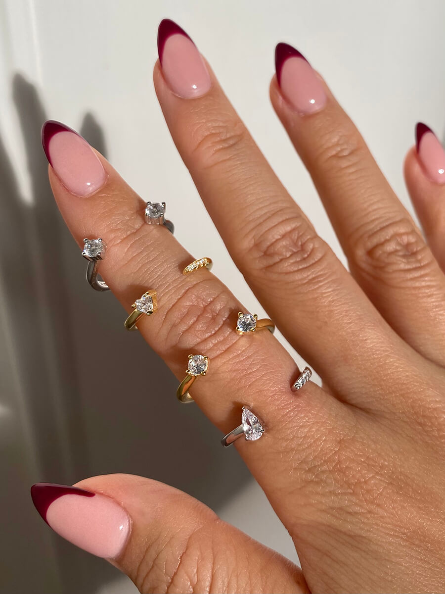 Ravyena Heart Open Ring styled on hand — gold plated dainty 925 silver ring