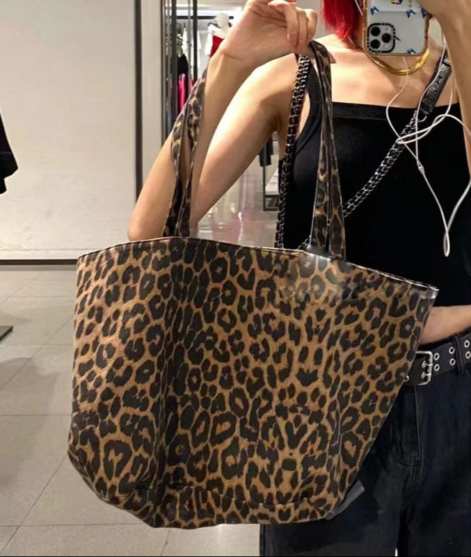Large Vintage Leopard Tote Bag