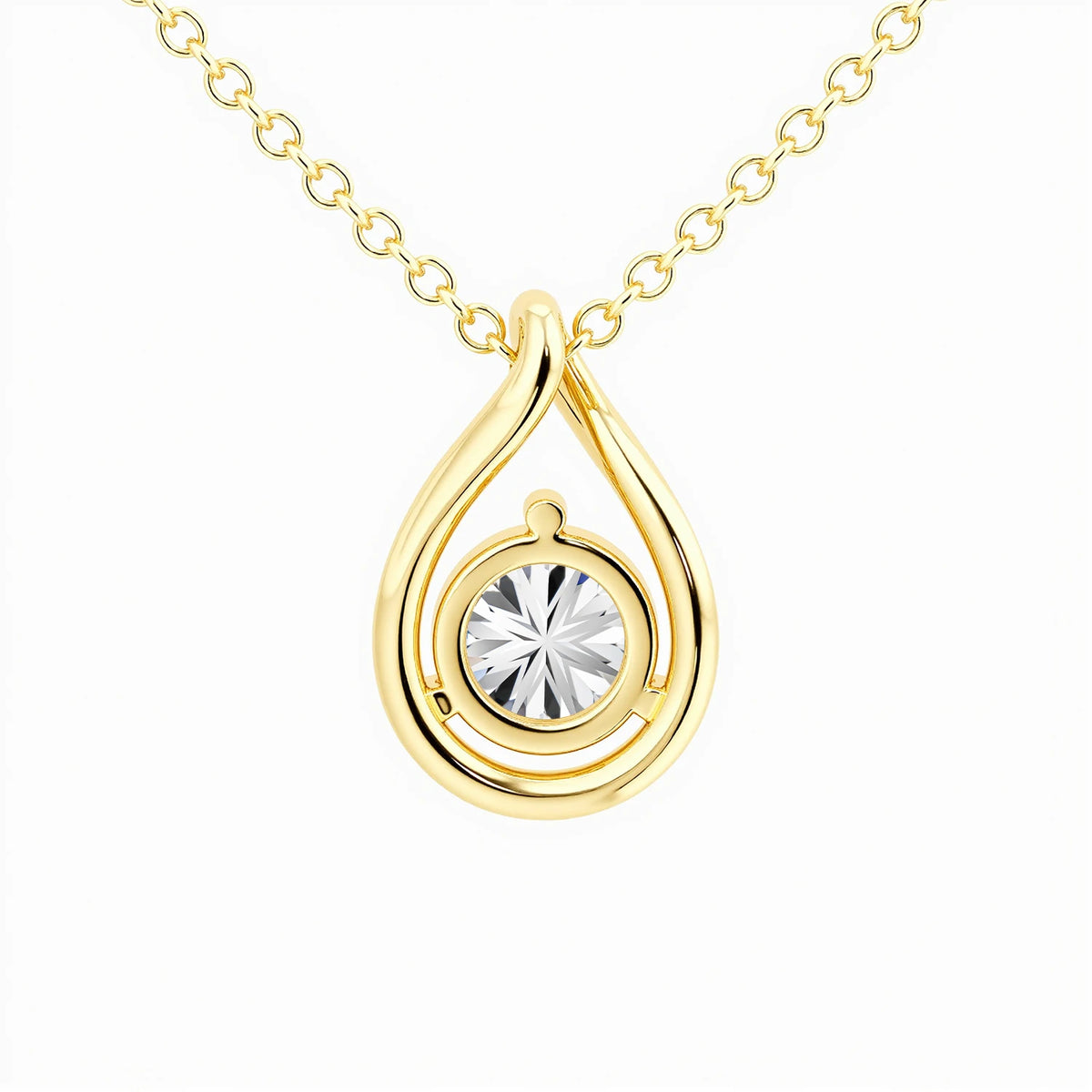 14K Gold Pear-Cut Moissanite Solitaire Necklace