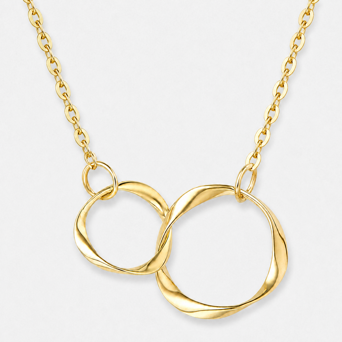 Double Circle Interlocking Necklace — Gold