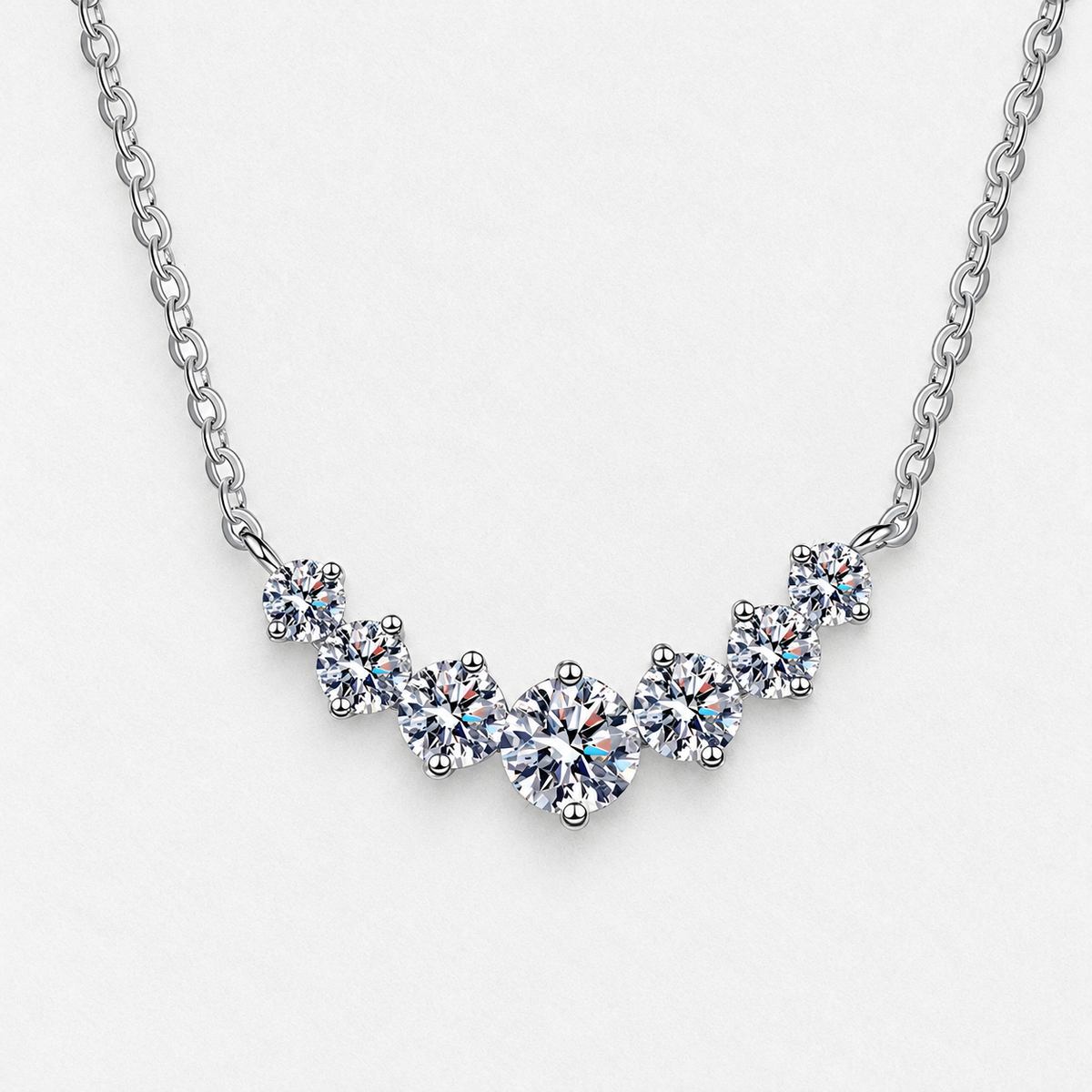 5A Cut 925 Sterling Silver Zircon Pendant Necklace in silver, product detail on a neutral white background