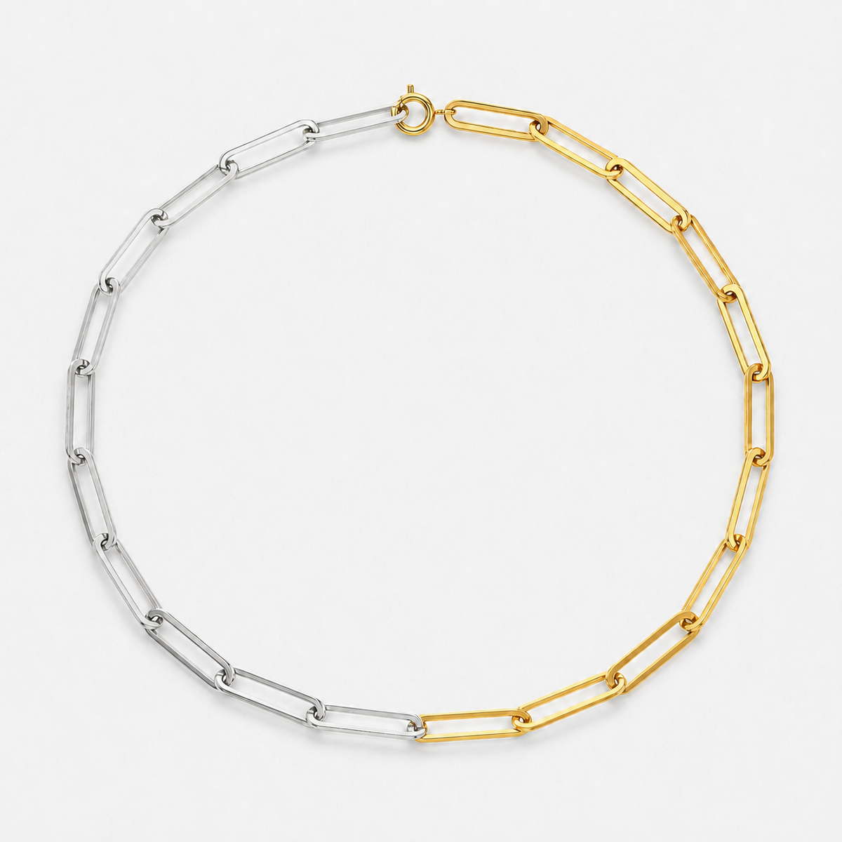 Two-Tone Gold & Silver Paperclip Chain Necklace — Default Title