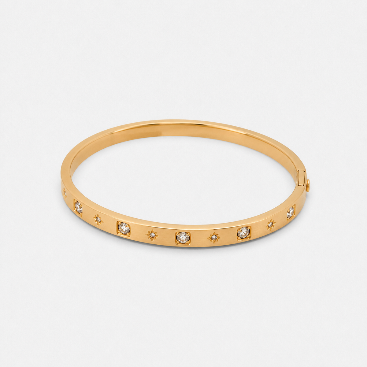 Estelle Star-Set Gold Bangle Bracelet — Gold
