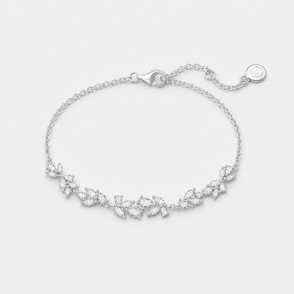 Wisteria Whisper Flower Bracelet — 17+1.5+1.5cm / Silver