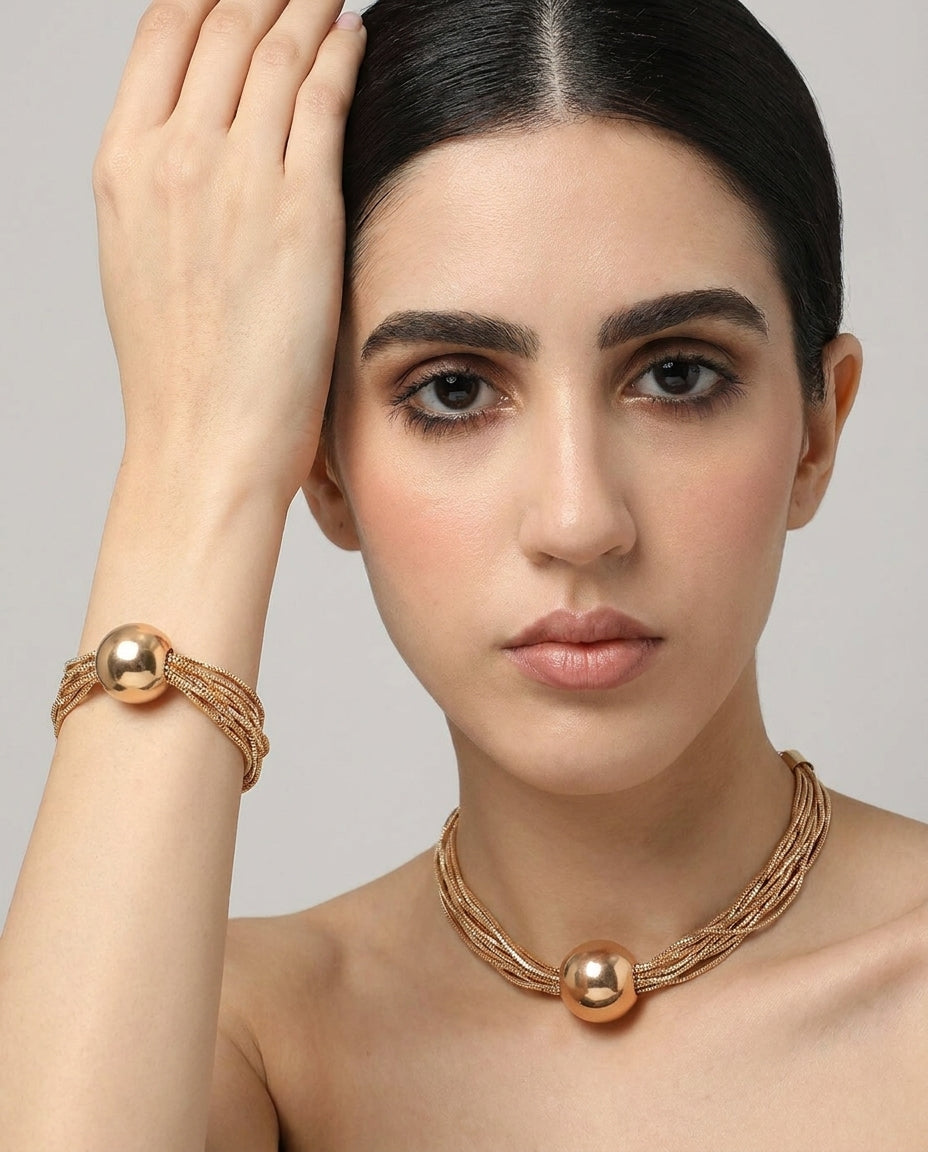 Statement gold layered necklace for everyday wear