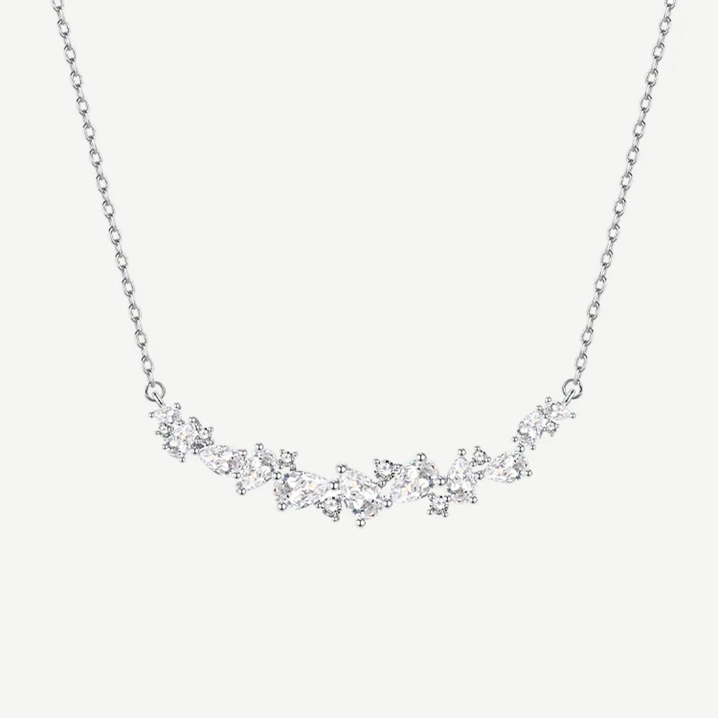 Wisteria flower Y necklace in 925 sterling silver with cubic zirconia