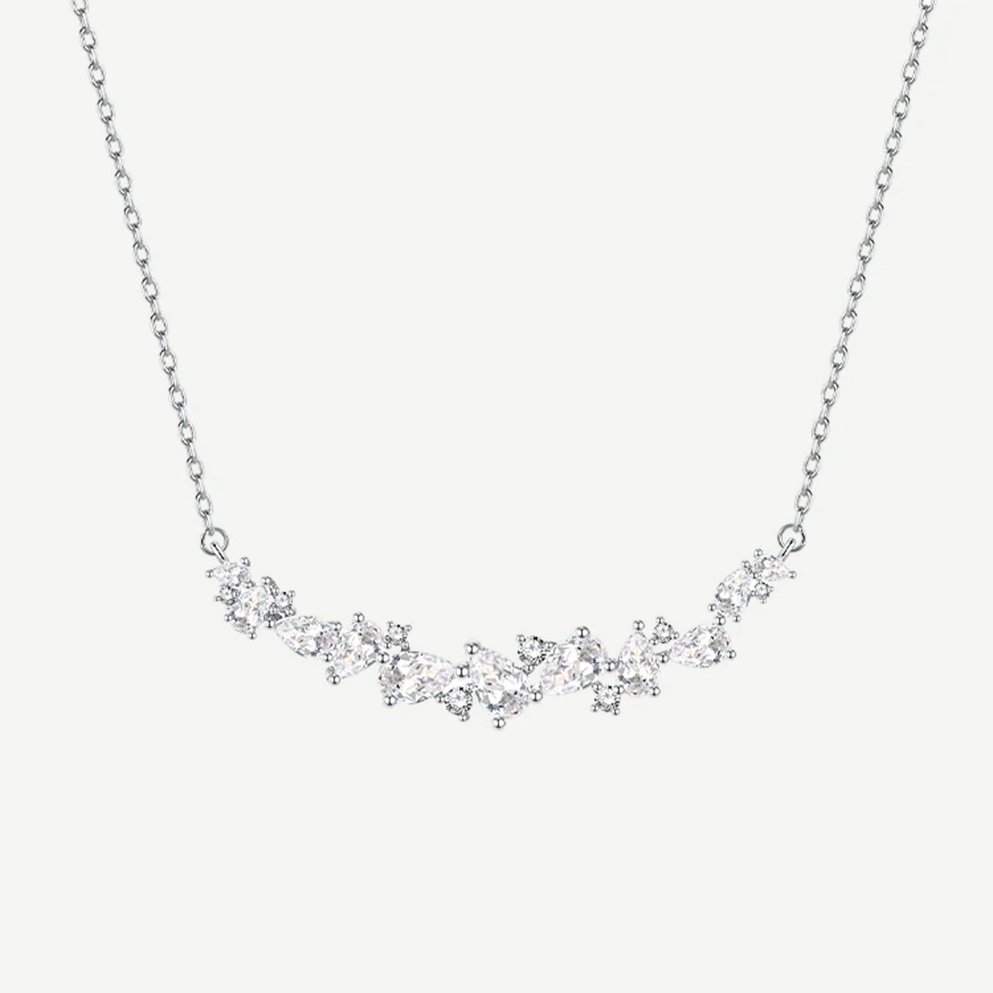 Wisteria flower Y necklace in 925 sterling silver with cubic zirconia