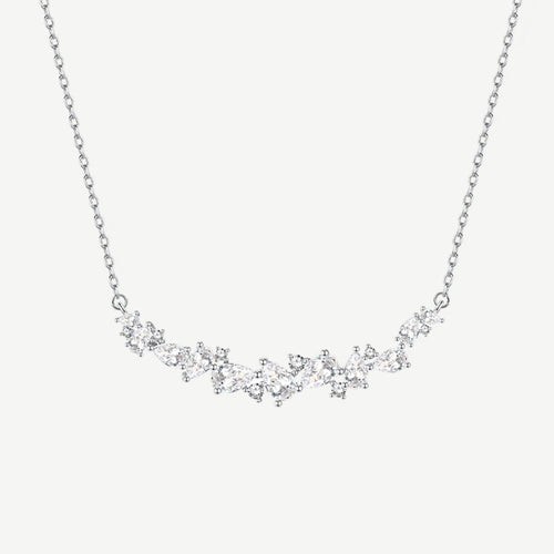 Wisteria flower Y necklace in 925 sterling silver with cubic zirconia