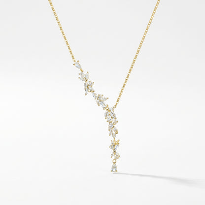 Wisteria Flower Drop Y Necklace in 925 Sterling Silver