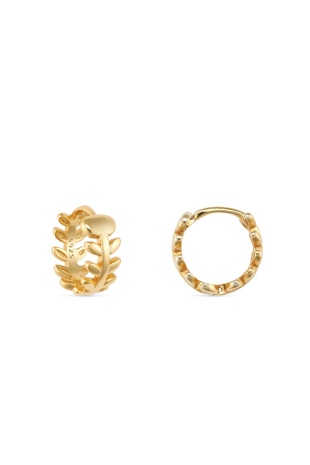Gold tiny huggie hoop earrings in 14K plated sterling silver