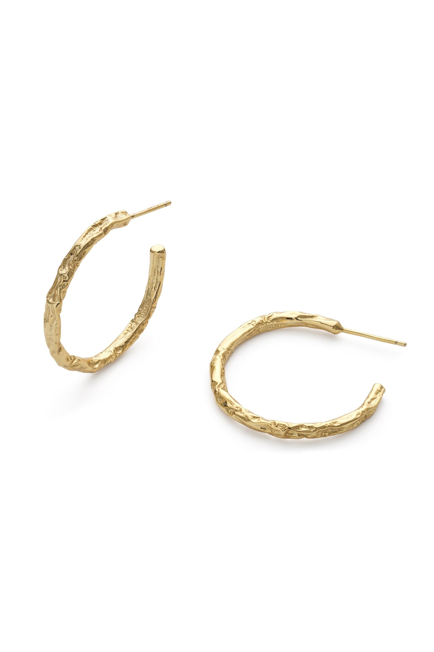 14K gold medium thin hoop earrings with butterfly closure