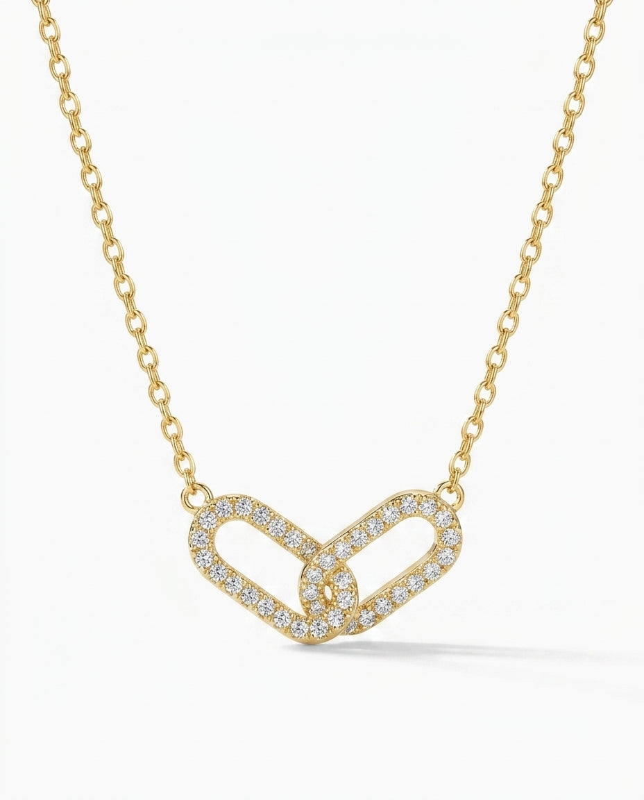 Geometric Interlocking Necklace — 925 Sterling Silver Clavicle Chain for Women