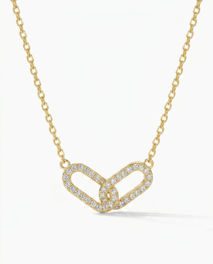 Geometric Interlocking Necklace — 925 Sterling Silver Clavicle Chain for Women