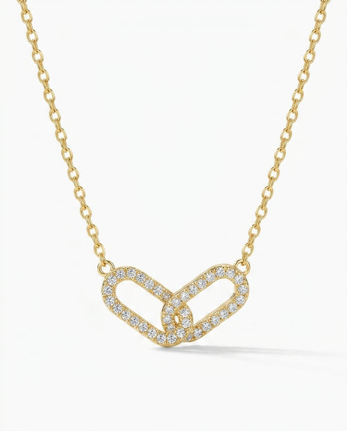 Geometric Interlocking Necklace — 925 Sterling Silver Clavicle Chain for Women