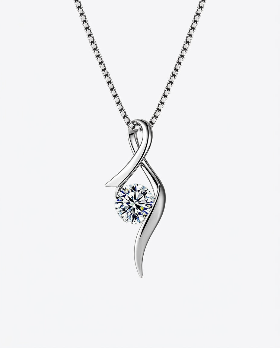 Halskette mit Anhänger aus Sterlingsilber – Zirkonia-Solitär