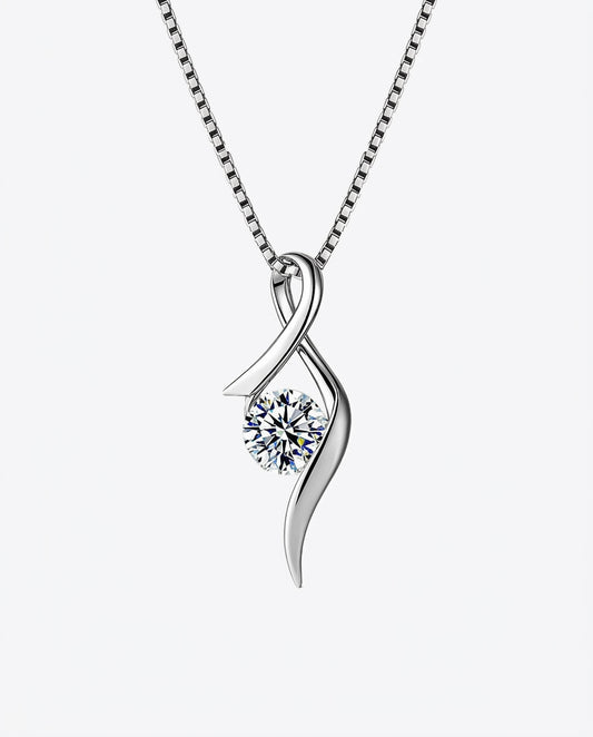 Sterling Silver Pendant Necklace – Cubic Zirconia Solitaire