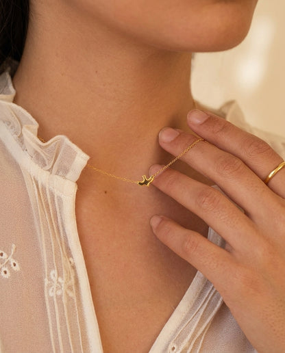 Gold Bird Pendant Choker — 18K Plated Sterling Silver
