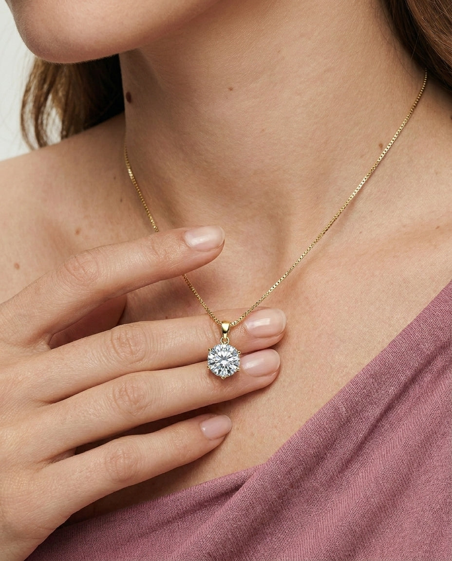 925 Sterling Silver Moissanite Pendant Necklace
