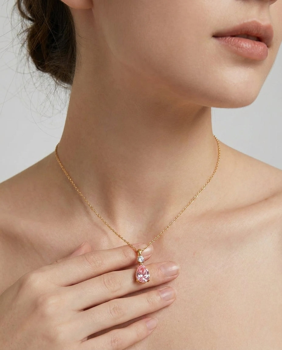 Pink Heart Necklace – 925 Sterling Silver