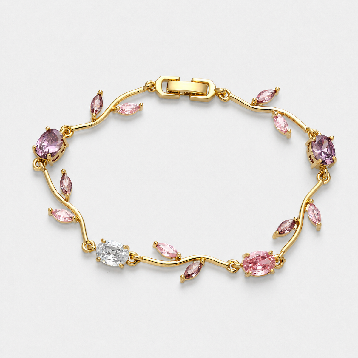 Ottilie Vine Flower Bracelet — White / Gold-plated Brass
