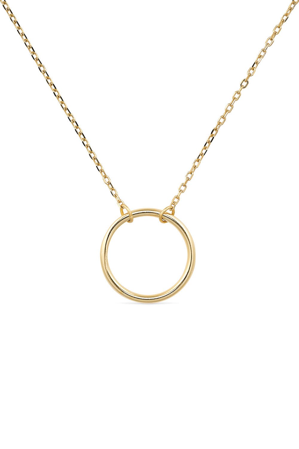 18K gold-plated circle pendant necklace, dainty design