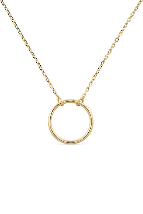 18K gold-plated circle pendant necklace, dainty design