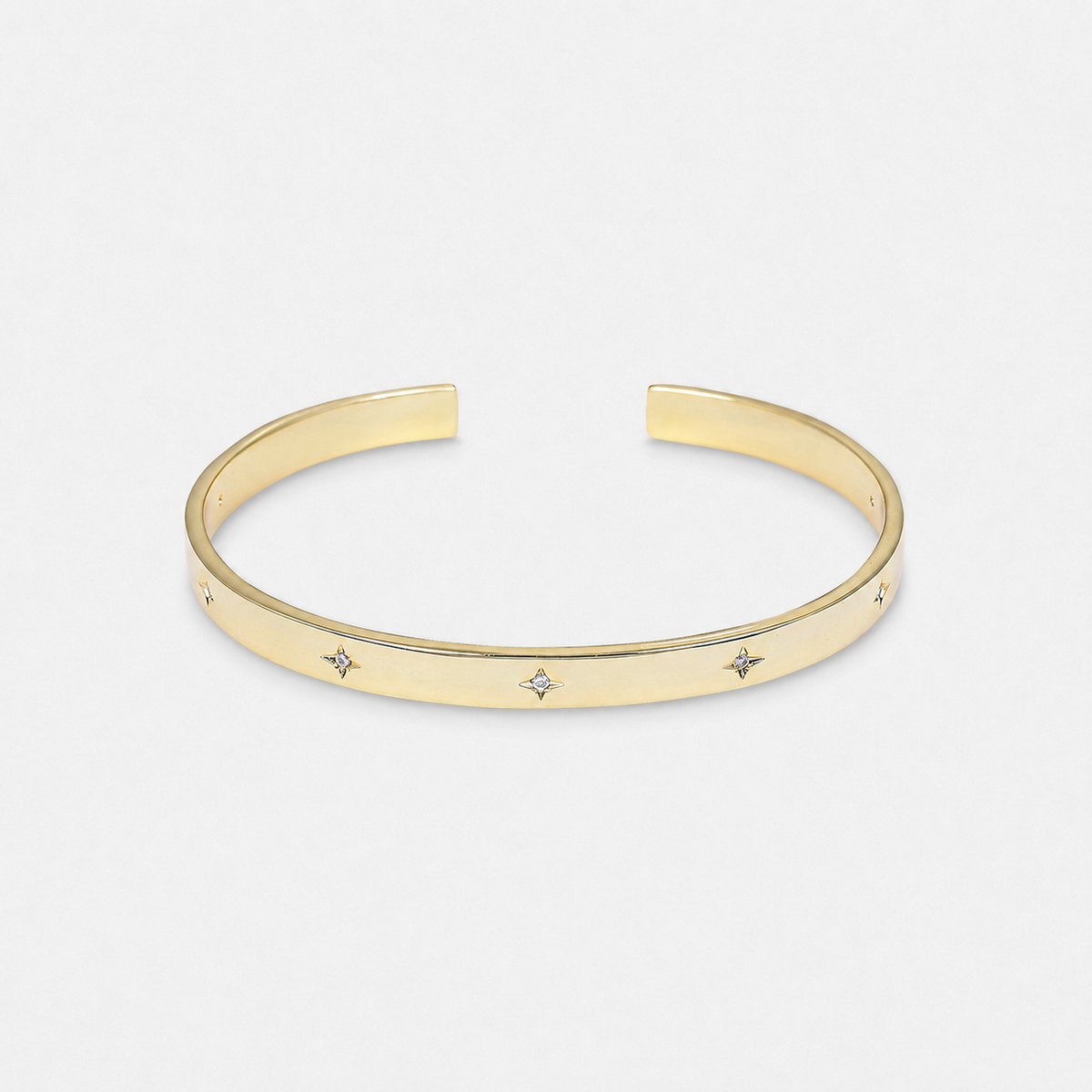 North Star Open Cuff Bangle Bracelet — Gold