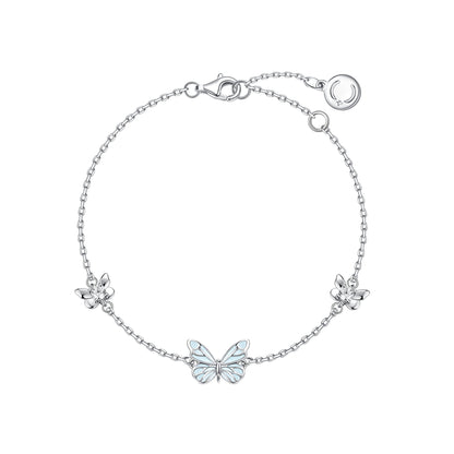 Starlight butterfly luminous enamel sterling silver bracelet