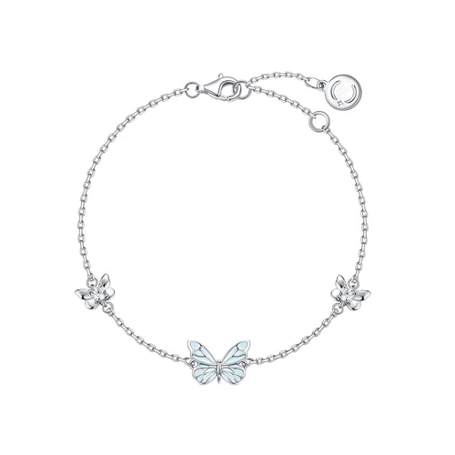 Starlight butterfly luminous enamel sterling silver bracelet