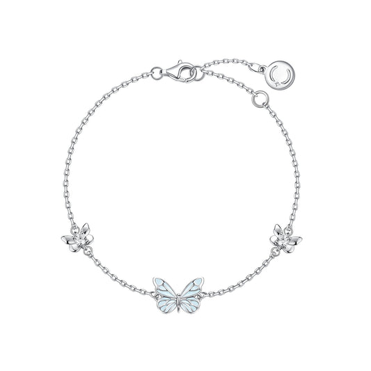 Starlight butterfly luminous enamel sterling silver bracelet