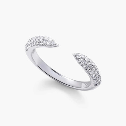 Ravyena 18K Platinum-Plated Crystal Claw Ring — tarnish-free stacking ring