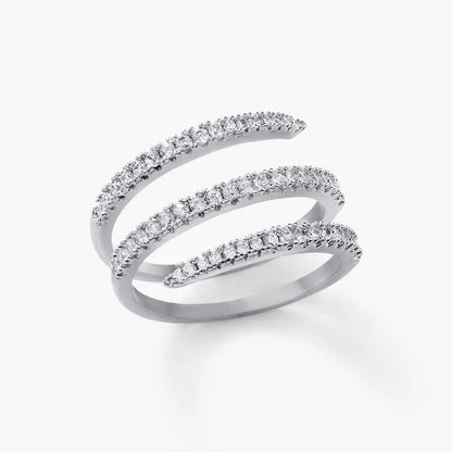 Ravyena 3 Layer Ring in platinum plating — layered crystal stacking ring