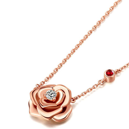 My Rose 14K Solid Rose Gold Necklace side angle minimalist design – Ravyena