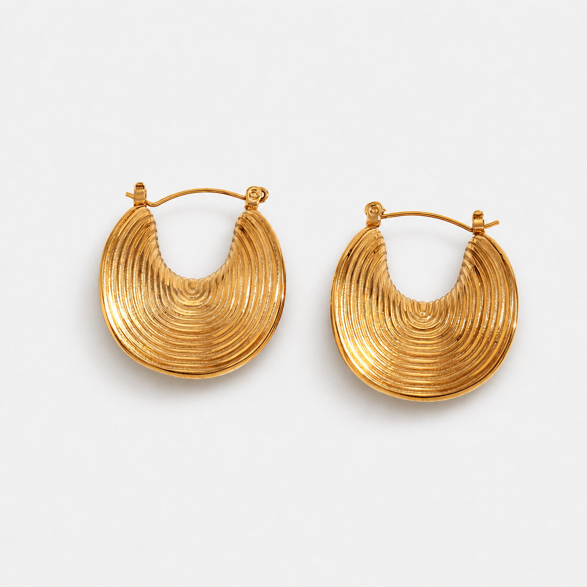 Spiral Flow Sculptural Drop Earrings — Gold