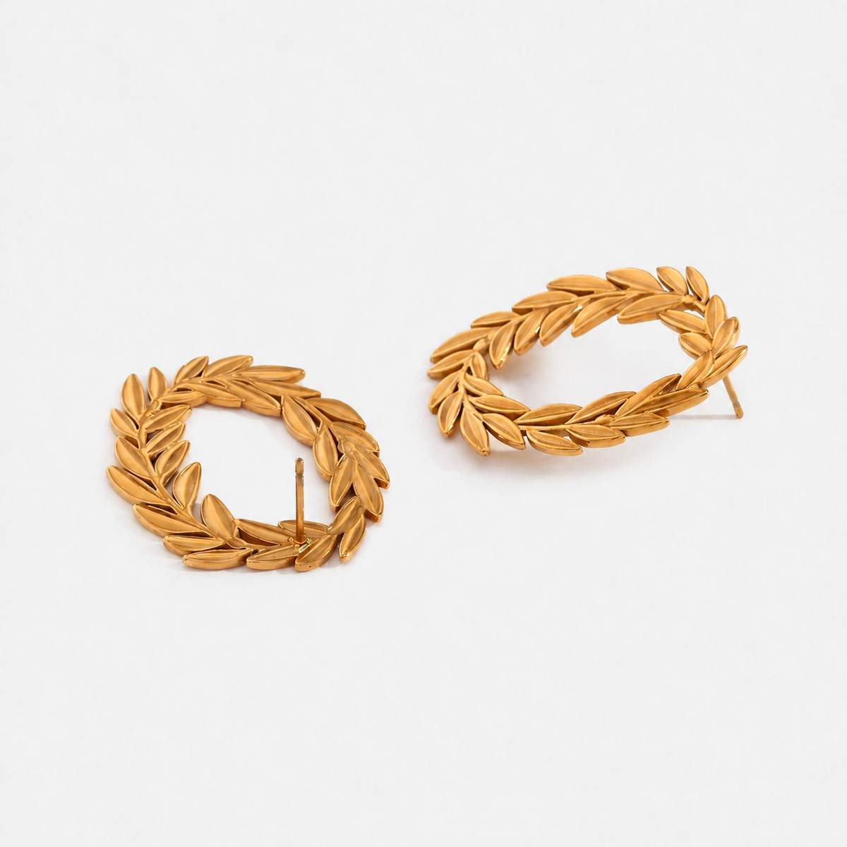 Laureled Empress 18K Gold-Plated Statement Earrings — Gold