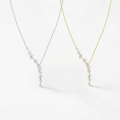 Wisteria Flower Drop Y Necklace in 925 Sterling Silver