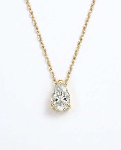 gold pear moissanite necklace in 925 sterling silver
