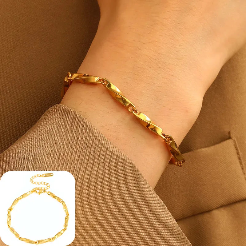 Delicate twisted gold bracelet, dainty everyday jewellery
