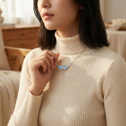 Sterling silver winged keys necklace, magical design