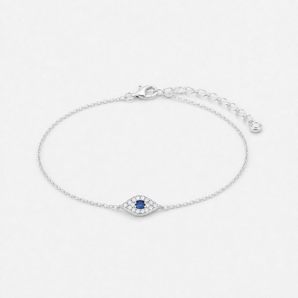 Pavé Evil Eye Chain Bracelet — Sterling Silver